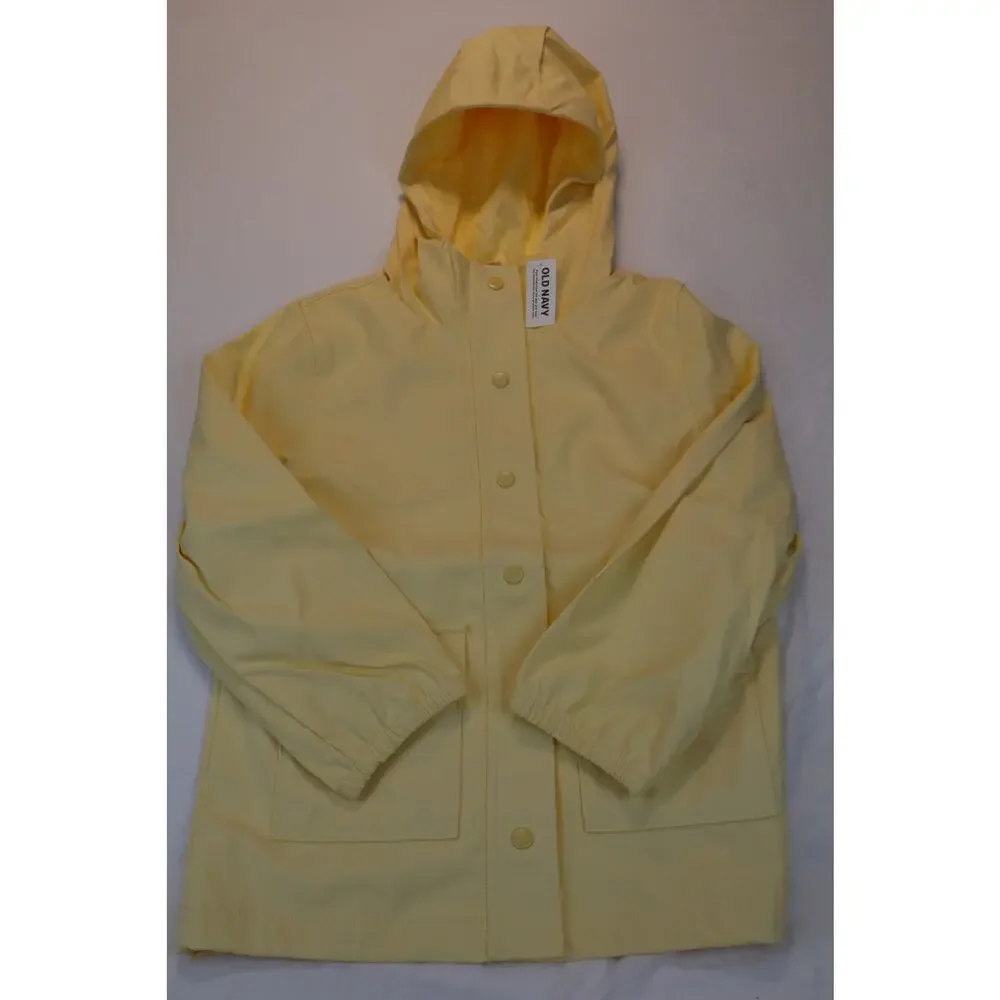 NEW Old Navy Water Resistant Hooded Jacket Kids Girls Yellow Oversized Size L